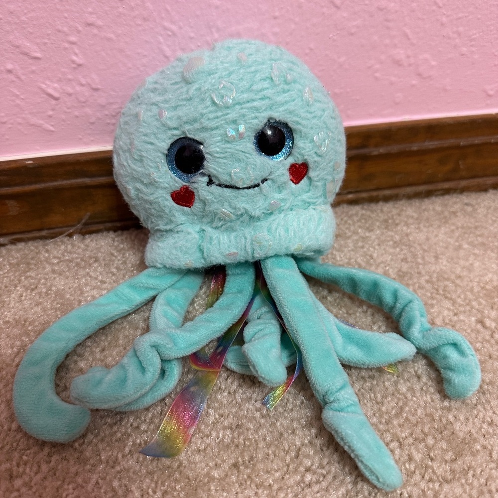 Walmart Jellyfish Plush Stuffed Toy 9" Teal Aqua Blue Way To Celebrate
